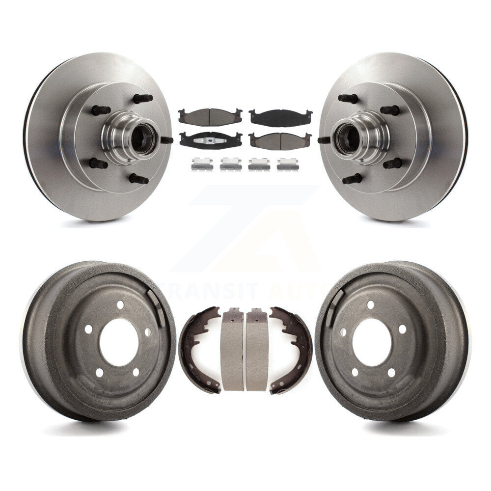 Front Rear Disc Brake Rotors Ceramic Pad Drum Kit For Ford F-150 E-150 Econoline