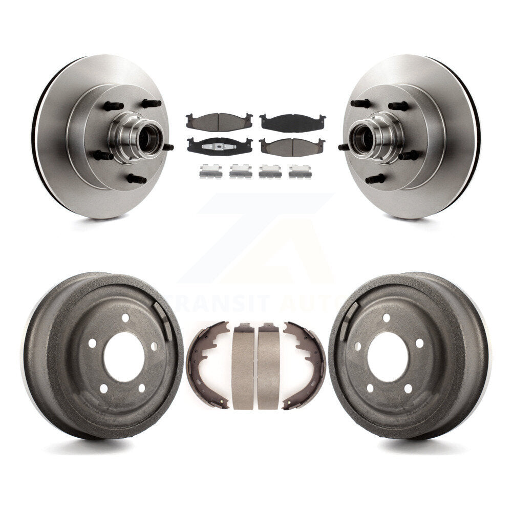 Front Rear Brake Rotors Ceramic Pad Drum Kit For Ford E-150 Econoline Club Wagon