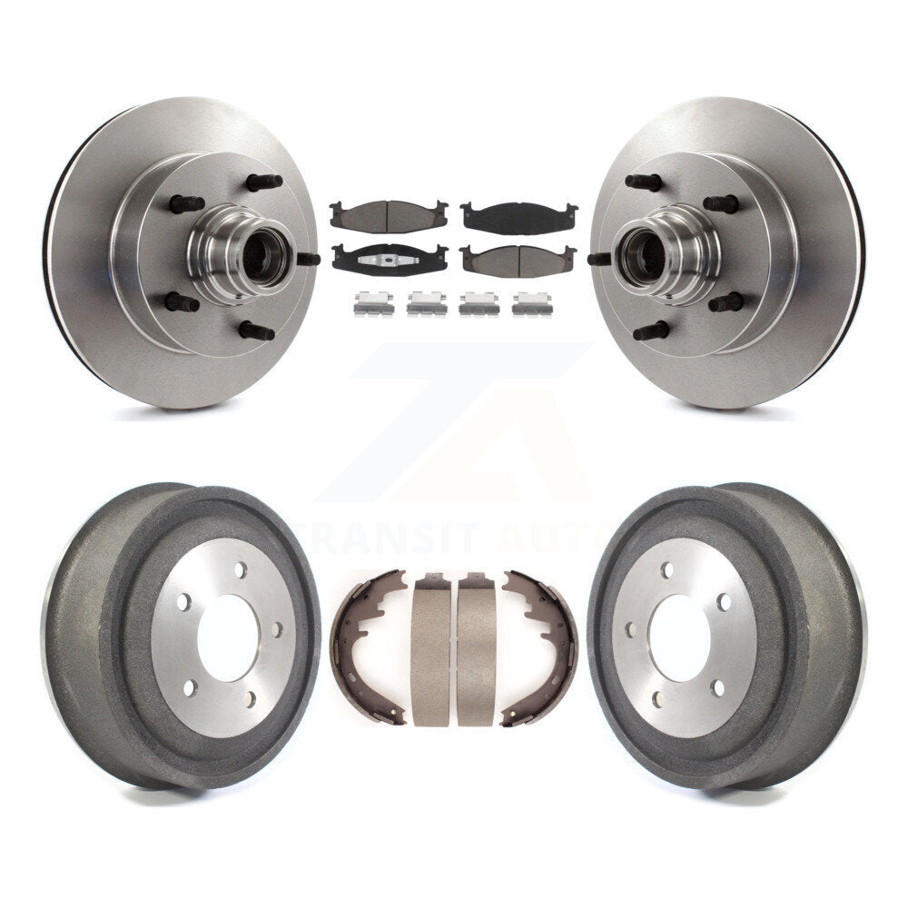 Front Rear Brake Rotor Ceramic Pad Drum Kit For Ford E-150 Econoline 2-Wheel ABS