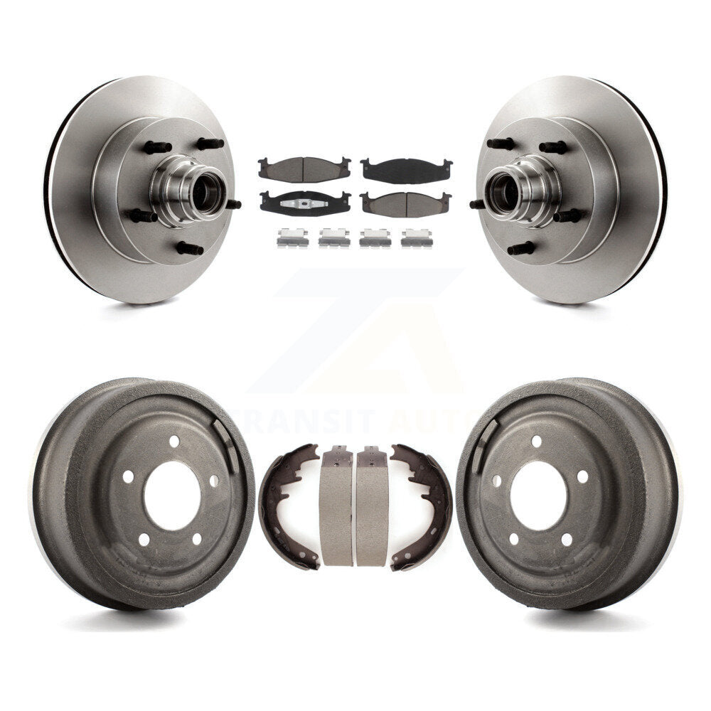 Front Rear Brake Rotors Ceramic Pad Drum Kit For Ford E-150 Econoline Club Wagon