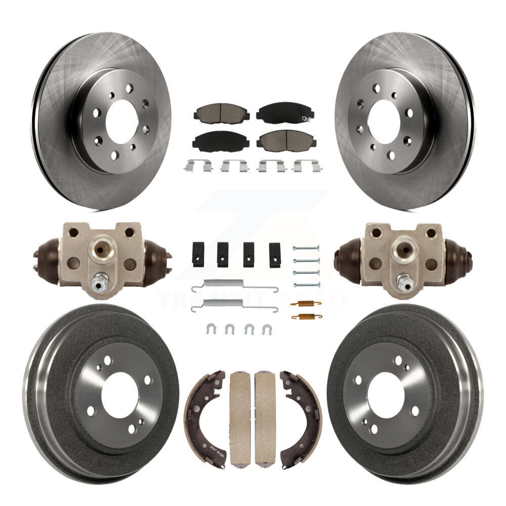 Front Rear Disc Brake Rotors Ceramic Pads And Drum Kit (9Pc) For Honda Civic