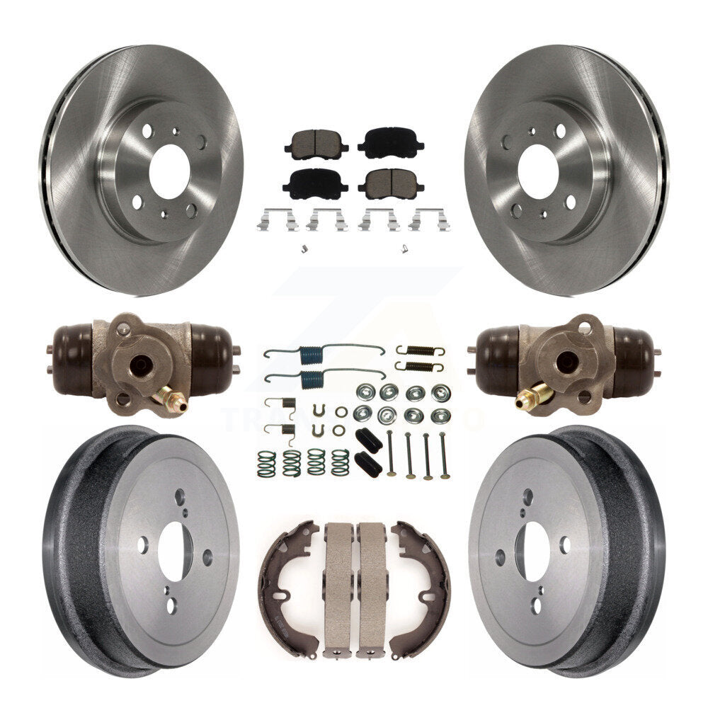 Front Rear Brake Rotor Ceramic Pad And Drum Kit (9Pc) For Toyota Corolla Non-ABS
