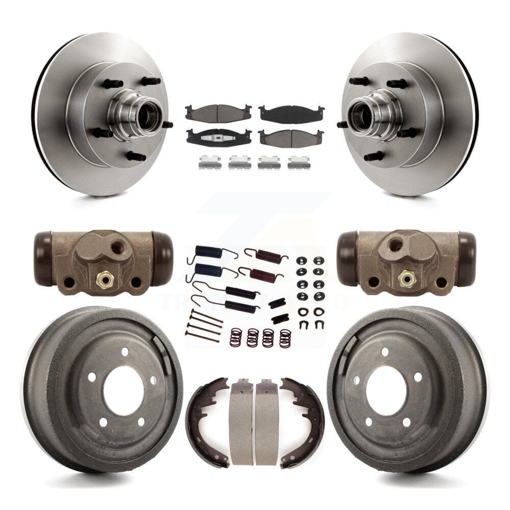 Front Rear Brake Rotors Ceramic Pad Drum Kit (9Pc) For Ford E-150 Econoline Club