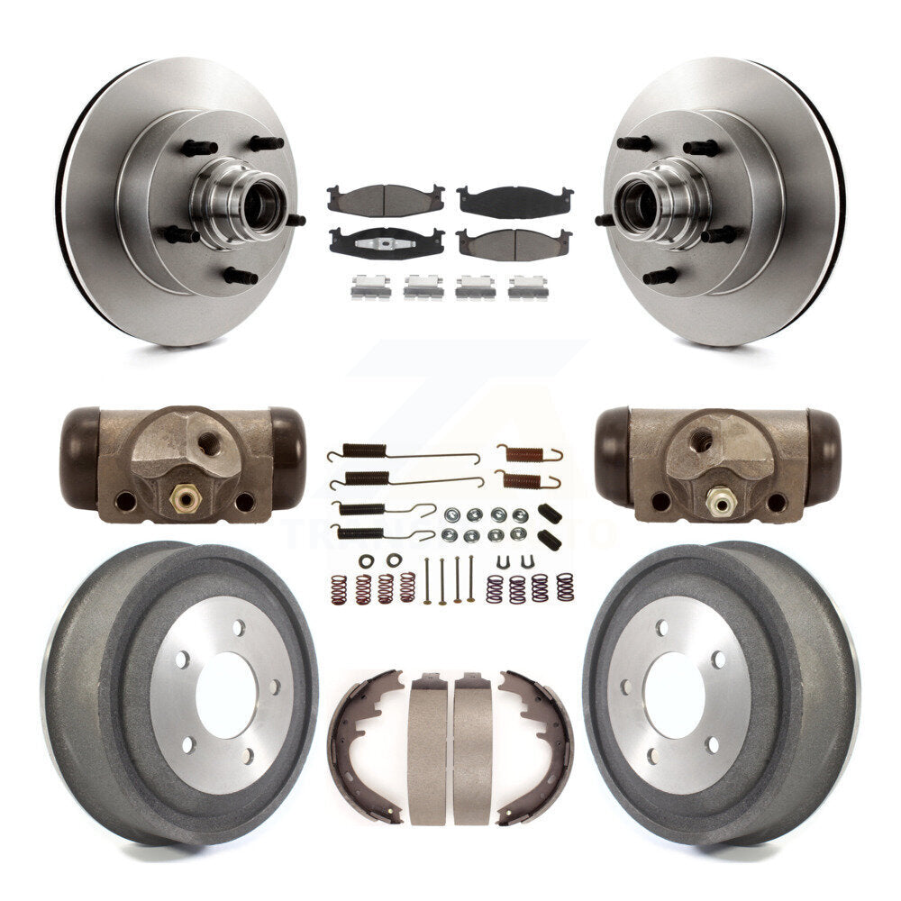 Front Rear Brake Rotors Ceramic Pad Drum Kit (9Pc) For Ford E-150 Econoline Club