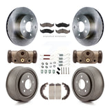 Front Rear Brake Rotors Ceramic Pad Drum Kit (9Pc) For 97-98 Jeep TJ 4-Wheel ABS