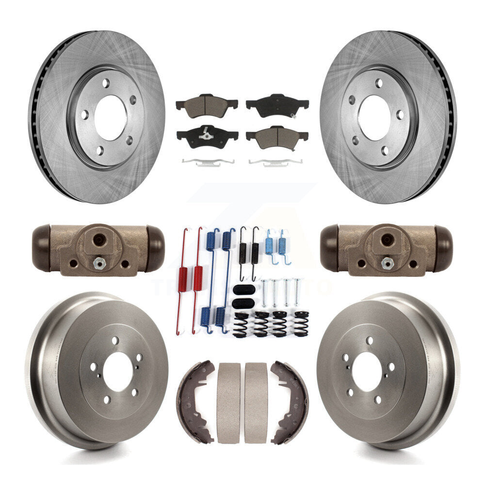 Front Rear Brake Rotor Ceramic Pad Drum Kit (9Pc) For Dodge Caravan Grand Town &