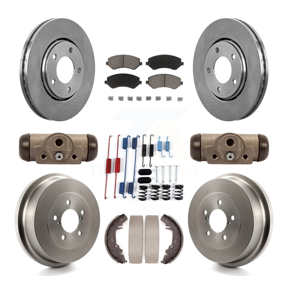 Front Rear Brake Rotor Ceramic Pad Drum Kit (9Pc) For Dodge Caravan Grand Town &