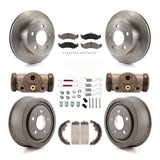 Front Rear Disc Brake Rotors Ceramic Pad And Drum Kit (9Pc) For Jeep Wrangler TJ