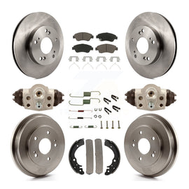 Front Rear Disc Brake Rotors Ceramic Pads And Drum Kit (9Pc) For Honda Civic