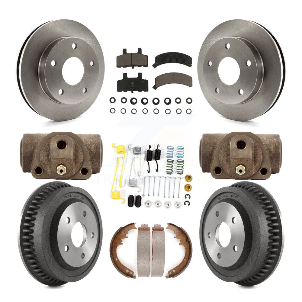 [Front+Rear] 94-99 Dodge Ram 1500 4WD Premium OE Brake Rotor Drum Kit & Ceramic Pads For Max Braking