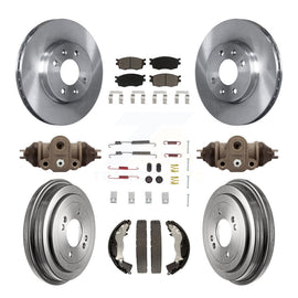 Front Rear Brake Rotor Ceramic Pad And Drum Kit (9Pc) For Hyundai Accent Kia Rio