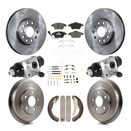 Front Rear Disc Brake Rotors Ceramic Pad And Drum Kit (9Pc) For Volkswagen Jetta