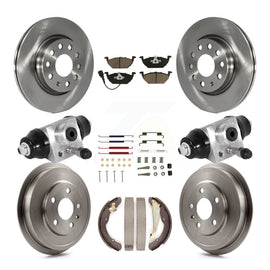 Front Rear Disc Brake Rotors Ceramic Pad And Drum Kit (9Pc) For Volkswagen Jetta