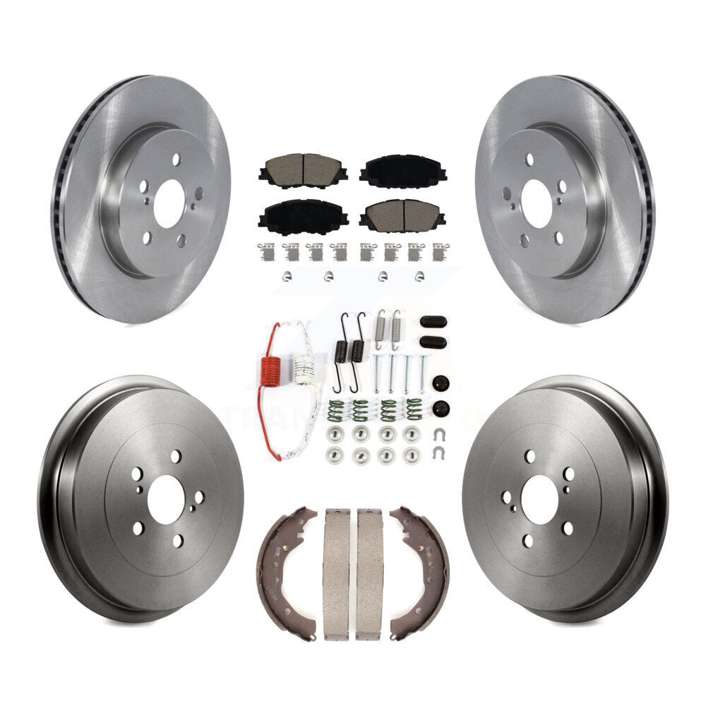 Front Rear Brake Rotor Ceramic Pad & Drum Kit (7Pc) For 2019 Toyota Corolla 2.0L