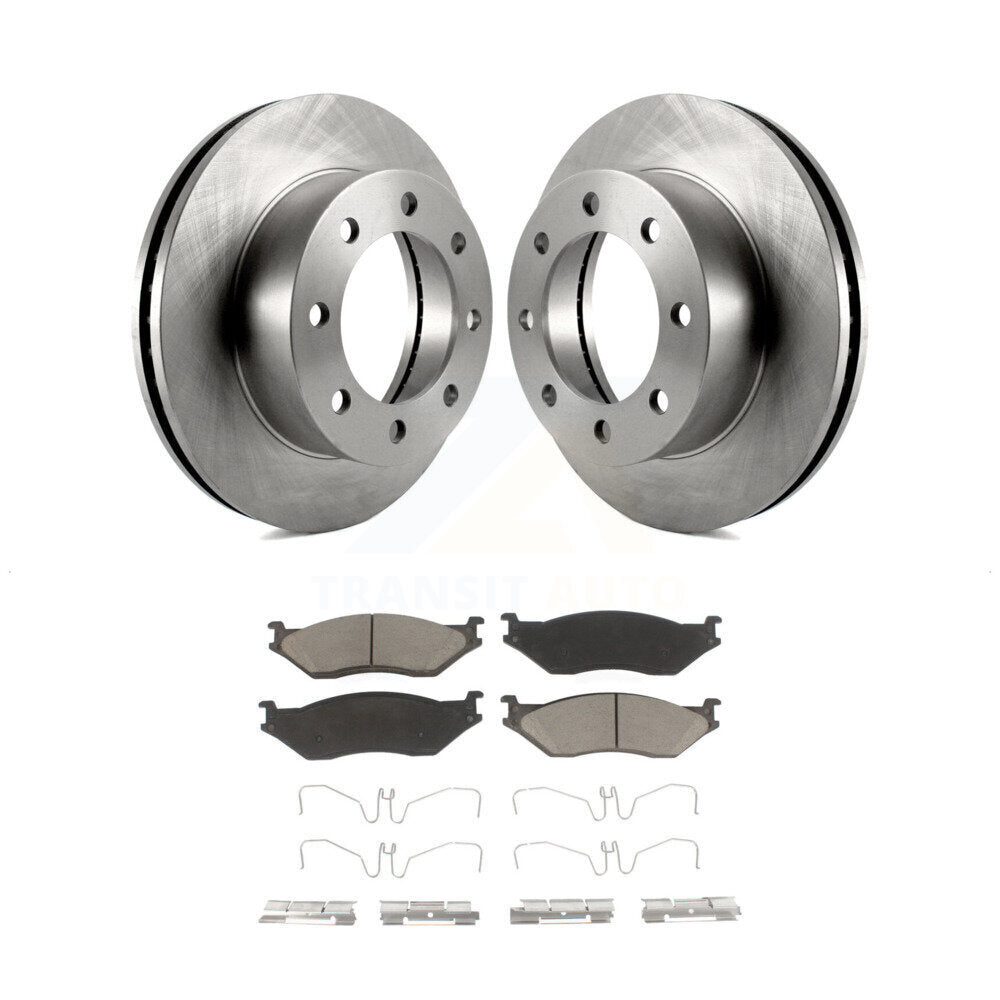 Front Brake Rotors & Ceramic Pad Kit For Ford F-450 Super Duty With 8 Lug Wheels