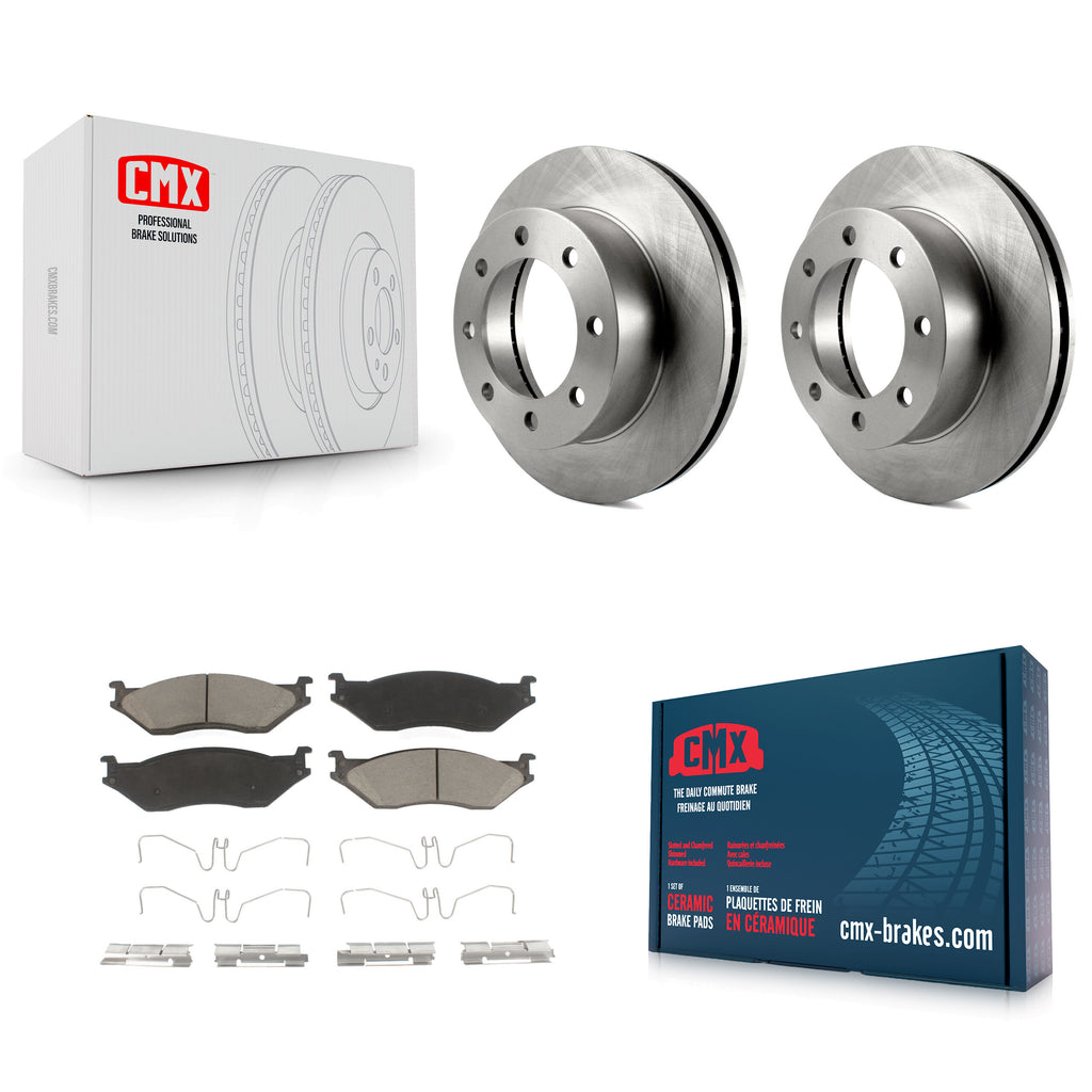 Front Brake Rotors & Ceramic Pad Kit For Ford F-450 Super Duty With 8 Lug Wheels