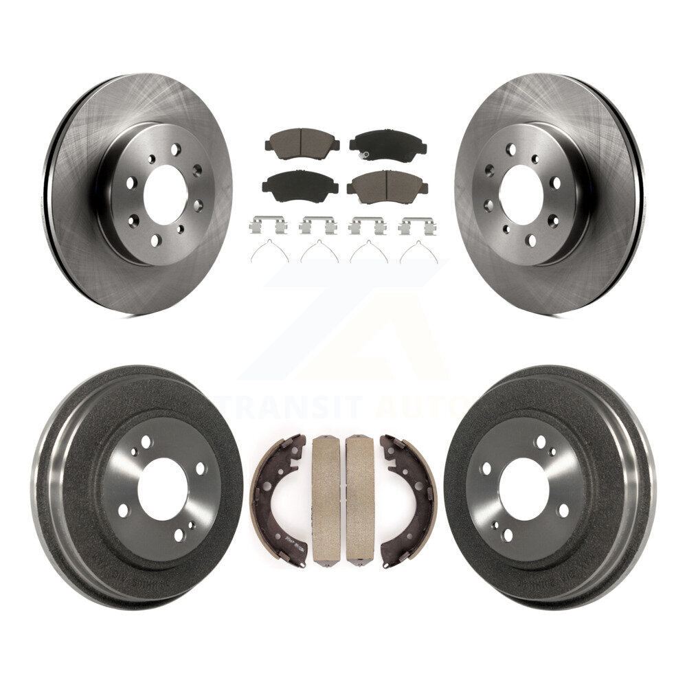 Front Rear Brake Rotors Ceramic Pad & Drum Kit For Honda Civic With 4 Lug Wheels