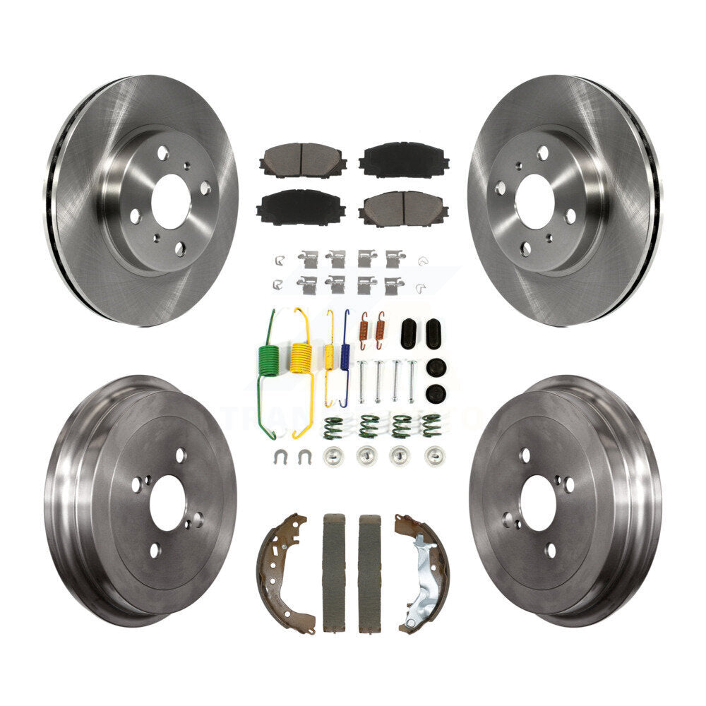 Front Rear Disc Brake Rotors Ceramic Pads And Drum Kit (7Pc) For Toyota Yaris