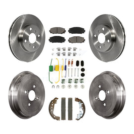 Front Rear Disc Brake Rotors Ceramic Pads And Drum Kit (7Pc) For Toyota Yaris