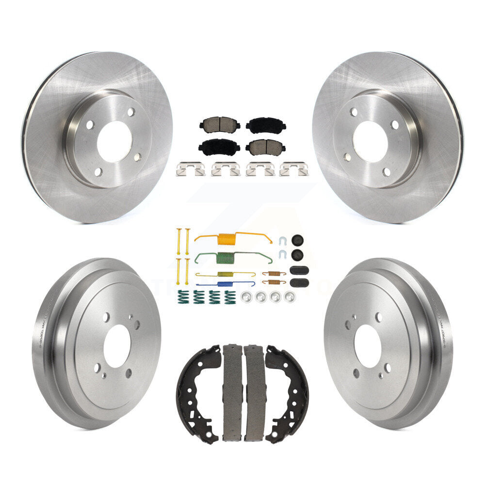 Front Rear Disc Brake Rotors Ceramic Pad & Drum Kit (7Pc) For Nissan Kicks Versa