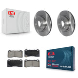 Front Brake Rotor & Ceramic Pad Kit For 17-22 Tesla 3 With Gray Painted Calipers
