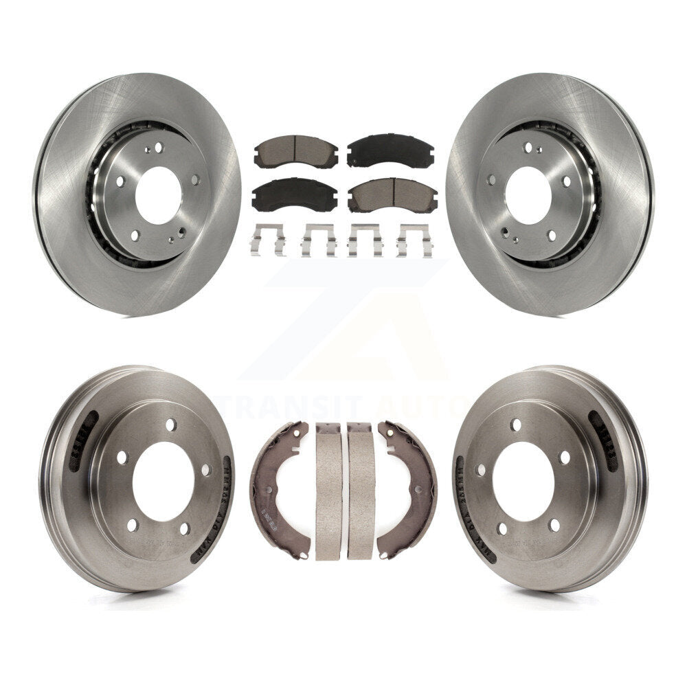 Front Rear Brake Rotors Ceramic Pad Drum Kit For 2009 Mitsubishi Lancer Ralliart