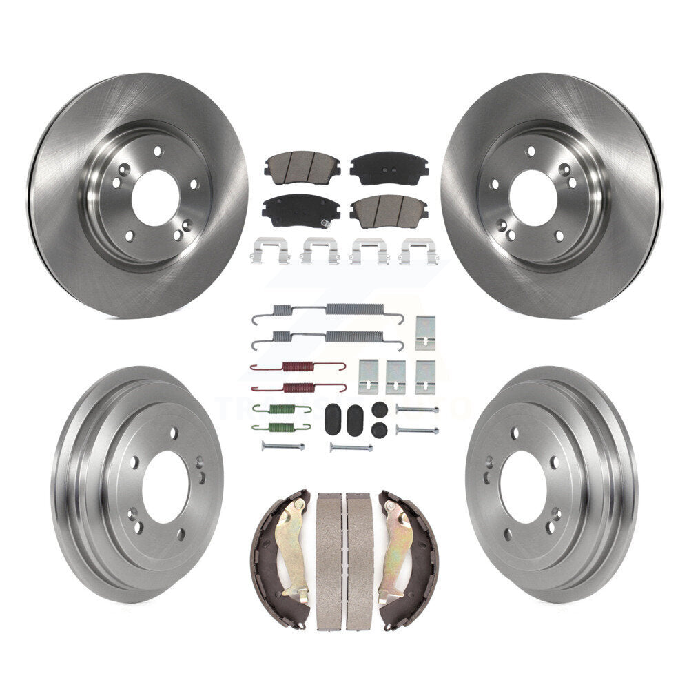 Front Rear Brake Rotor Ceramic Pad Drum Kit (7Pc) For 17-20 Hyundai Elantra 1.6L
