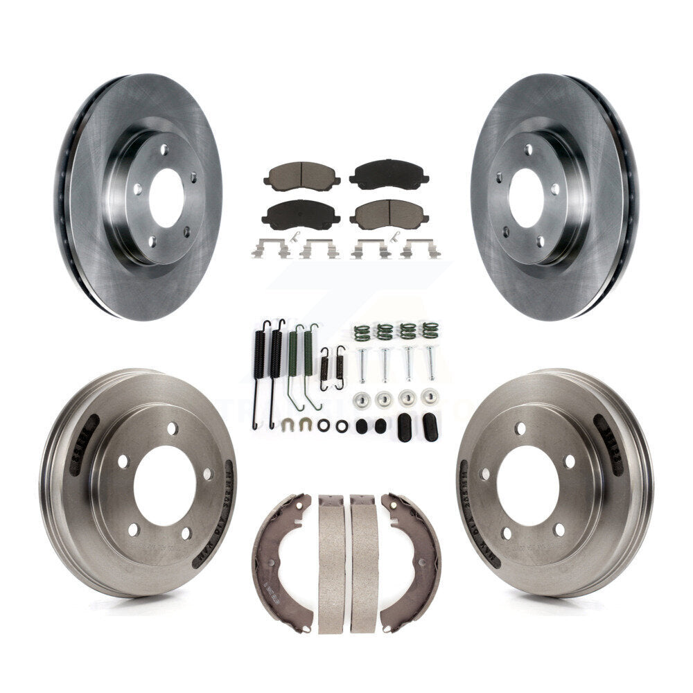Front Rear Brake Rotor Ceramic Pad Drum Kit (7Pc) For 2008 Mitsubishi Lancer GTS