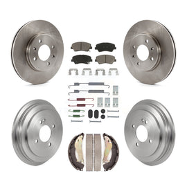 Front Rear Brake Rotor Ceramic Pad And Drum Kit (7Pc) For Hyundai Accent Kia Rio