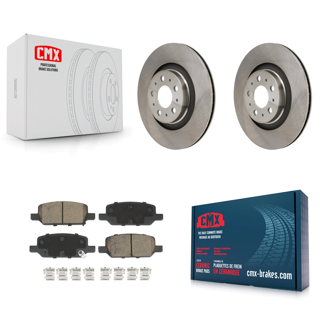 Rear Brake Rotors & Ceramic Pad Kit For 20-22 Tesla Y With Gray Painted Calipers