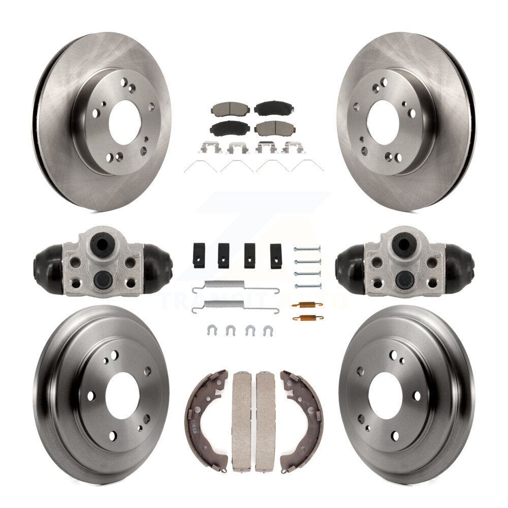 Front Rear Disc Brake Rotors Ceramic Pads And Drum Kit (9Pc) For Honda Civic