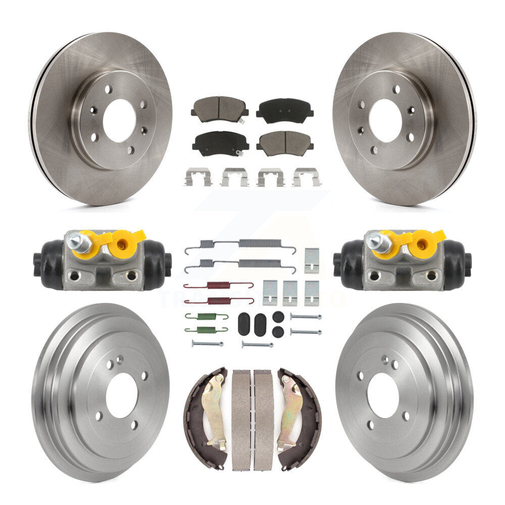 Front Rear Brake Rotor Ceramic Pad & Drum Kit (9Pc) For 2012-2017 Hyundai Accent