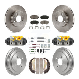 Front Rear Brake Rotor Ceramic Pad & Drum Kit (9Pc) For 2012-2017 Hyundai Accent