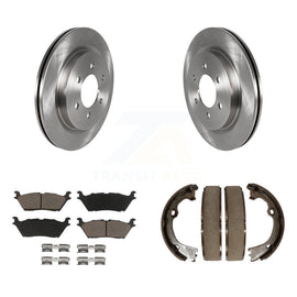 Rear Disc Rotors Ceramic Pads And Parking Brake Shoes Kit For Ford F-150