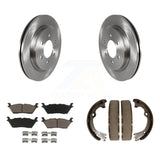 Rear Disc Rotors Ceramic Pads And Parking Brake Shoes Kit For Ford F-150