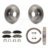 Rear Disc Rotors Ceramic Pads And Parking Brake Shoes Kit For Cadillac DTS