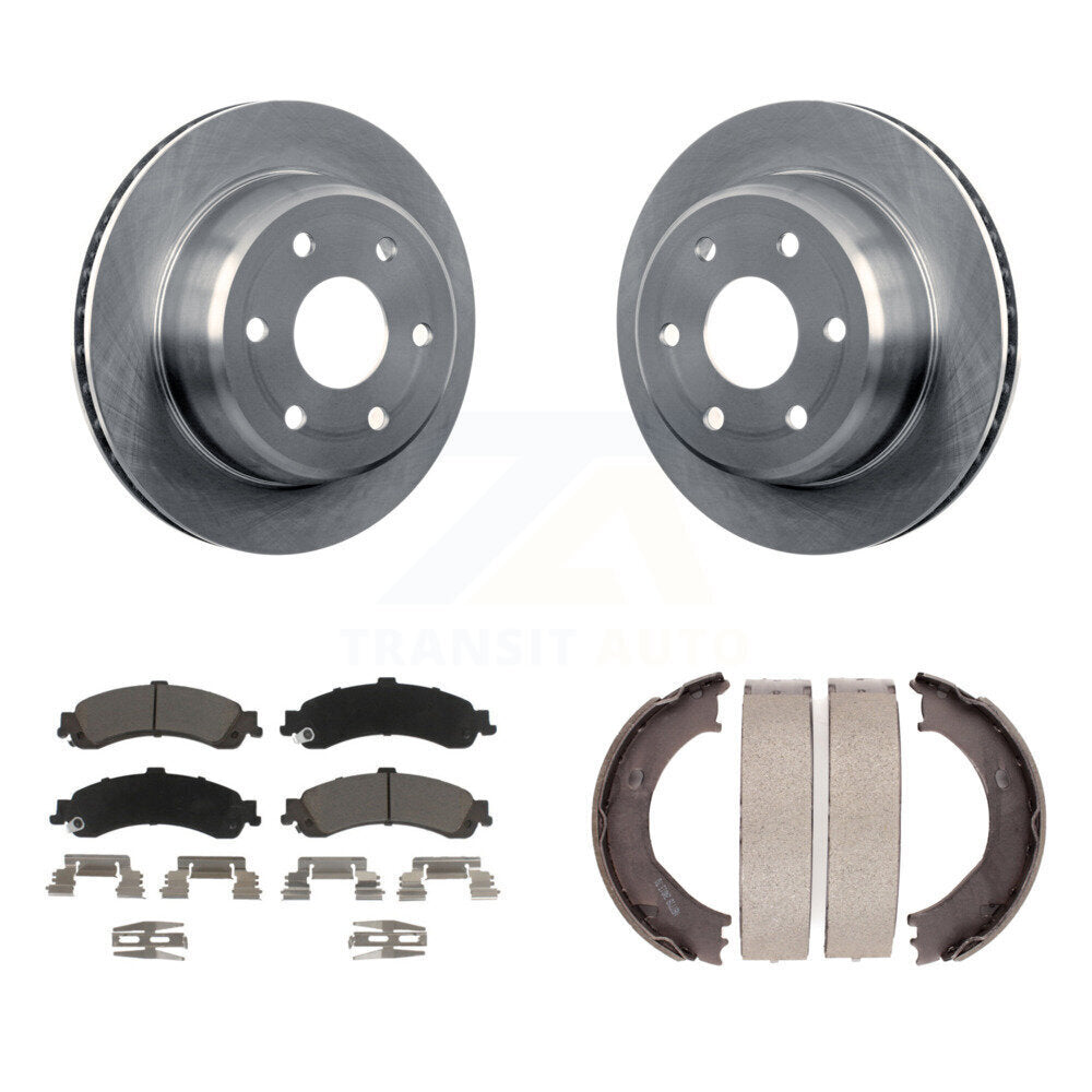 Rear Disc Rotors Ceramic Pads Parking Shoes Kit For Chevrolet Silverado 1500 GMC