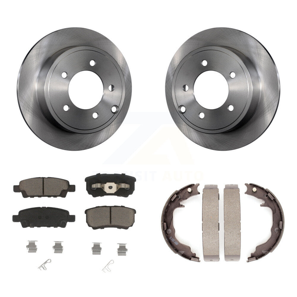 Rear Disc Rotors Ceramic Pads Parking Shoes Kit For Jeep Chrysler Mitsubishi 200