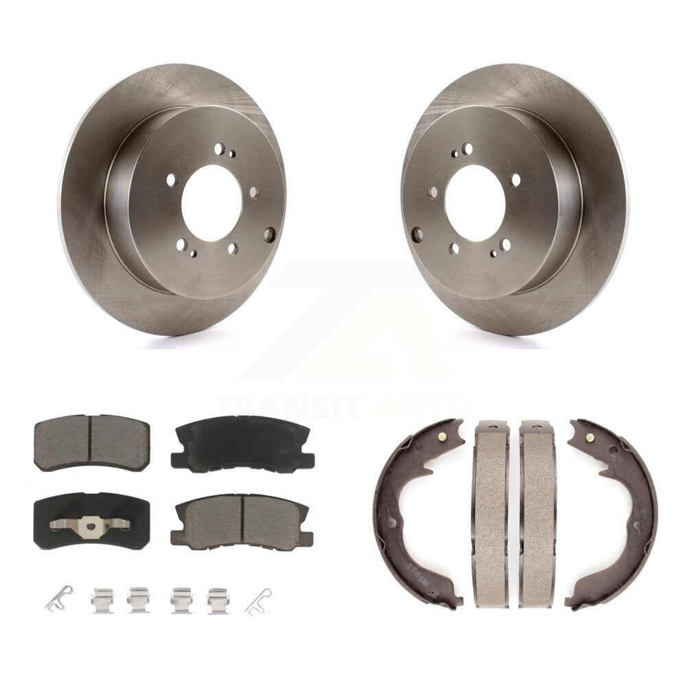 Rear Disc Rotors Ceramic Pads Parking Shoes Kit For Mitsubishi Lancer Outlander