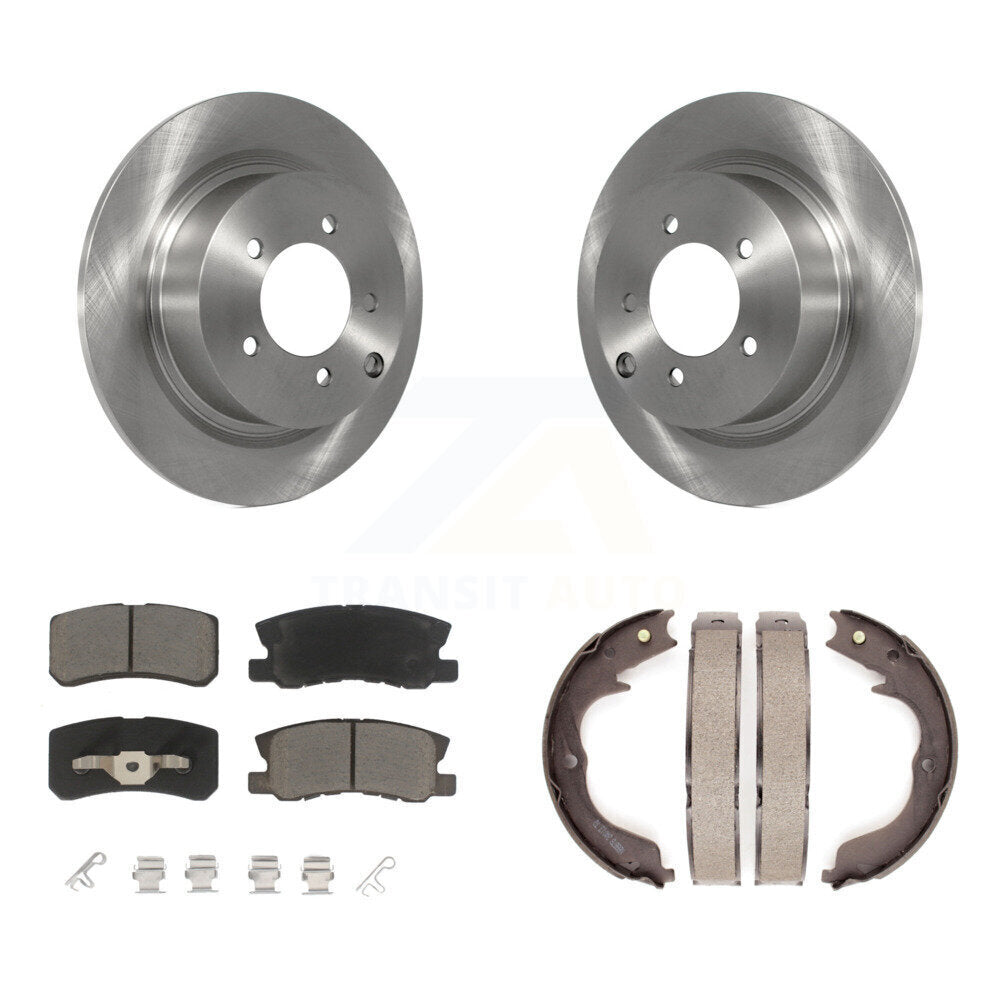 Rear Disc Rotors Ceramic Pads Parking Shoes Kit For 08 Mitsubishi Outlander 2.4L