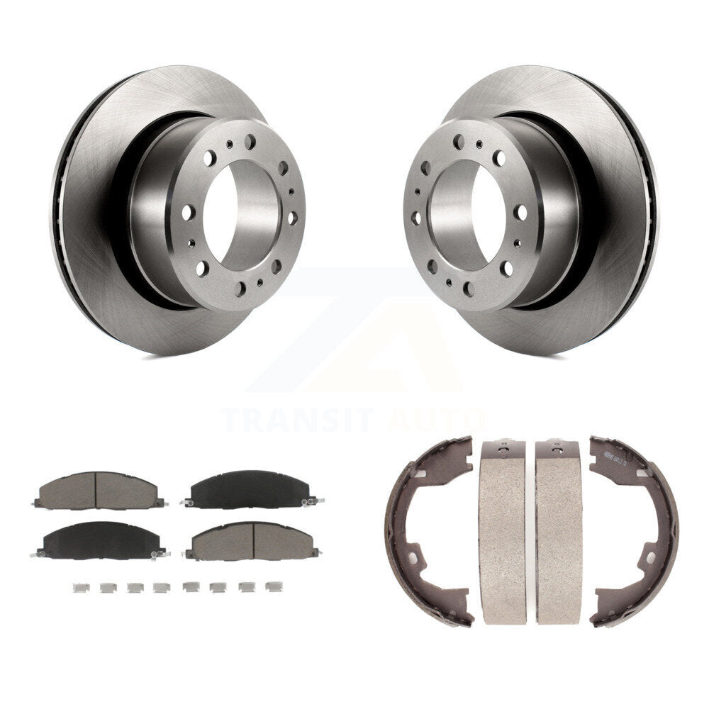 Rear Disc Rotors Ceramic Pads And Parking Shoes Kit For Ram 3500 2500 1500 Dodge