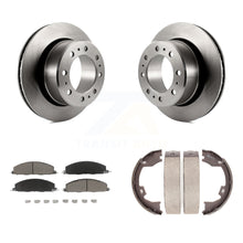 Charger l'image dans la galerie, Rear Disc Rotors Ceramic Pads And Parking Shoes Kit For Ram 3500 2500 1500 Dodge