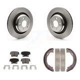 Rear Disc Rotors Ceramic Pads And Parking Brake Shoes Kit For Dodge Charger