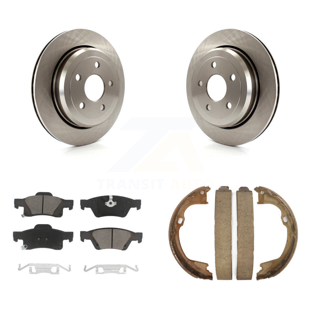 Rear Disc Rotors Ceramic Pads Parking Shoes Kit For Jeep Grand Cherokee Dodge WK