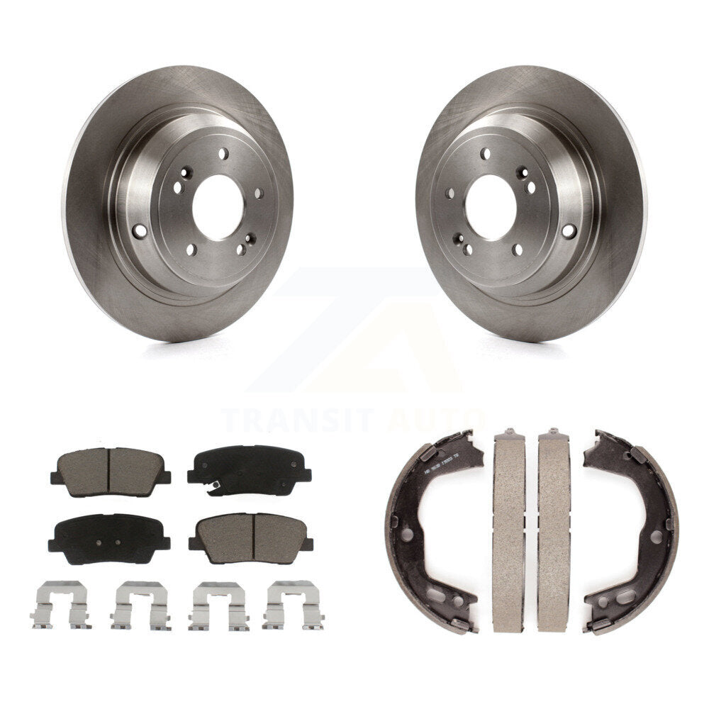 Rear Disc Rotors Ceramic Pads And Parking Brake Shoes Kit For Hyundai Genesis