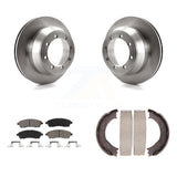 Rear Disc Rotors Ceramic Pads Parking Brake Shoes Kit For Ford F-350 Super Duty