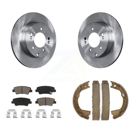 Rear Disc Rotors Ceramic Pads & Parking Shoes Kit For Hyundai Sonata Kia Optima