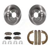 Rear Disc Rotors Ceramic Pads & Parking Brake Shoes Kit For Hyundai Sonata Azera