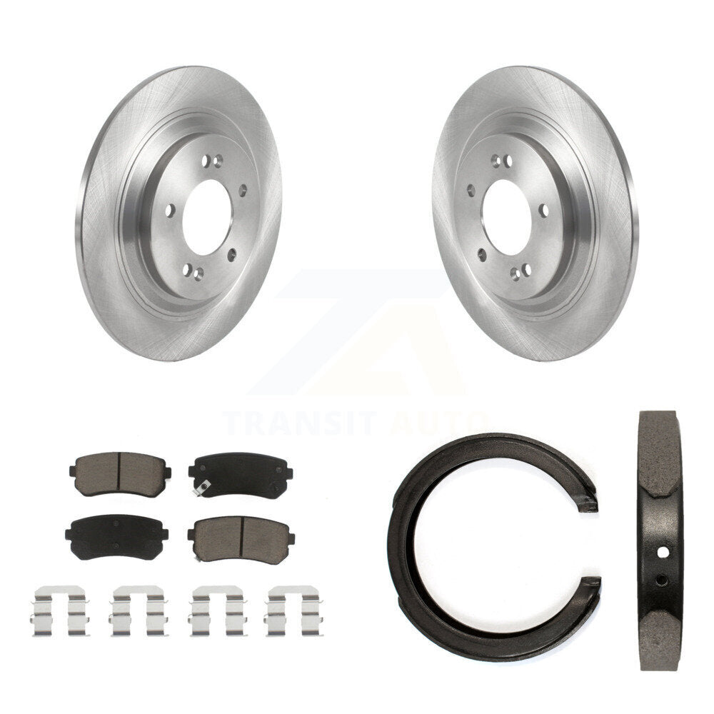 Rear Disc Rotors Ceramic Pads And Parking Brake Shoes Kit For Kia Cadenza