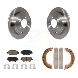 Rear Disc Rotors Ceramic Pads & Parking Brake Shoes Kit For 2007-2009 Kia Amanti